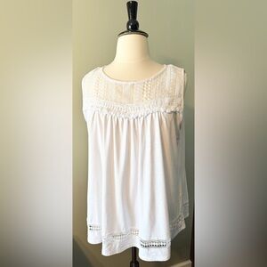 Lane Bryant White Lace Detail Tank Top
